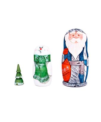 фото товара: Матрешка "Дед Мороз Снеговик и елка" малый 3 места