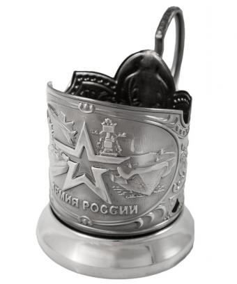 фото товара: Подстаканник никелированный с чернением «Армия России»