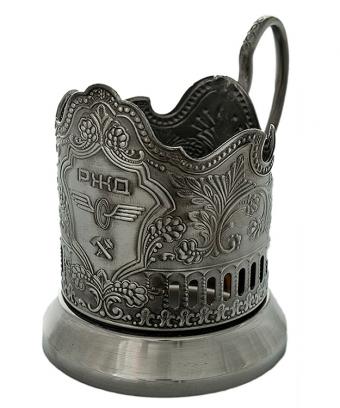 фото товара: Подстаканник никелированный  с чернением "РЖД"