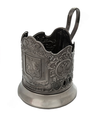 фото товара: Подстаканник никелированный с чернением "Георгий Победоносец"