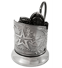 Подстаканник никелированный с чернением «Армия России»
